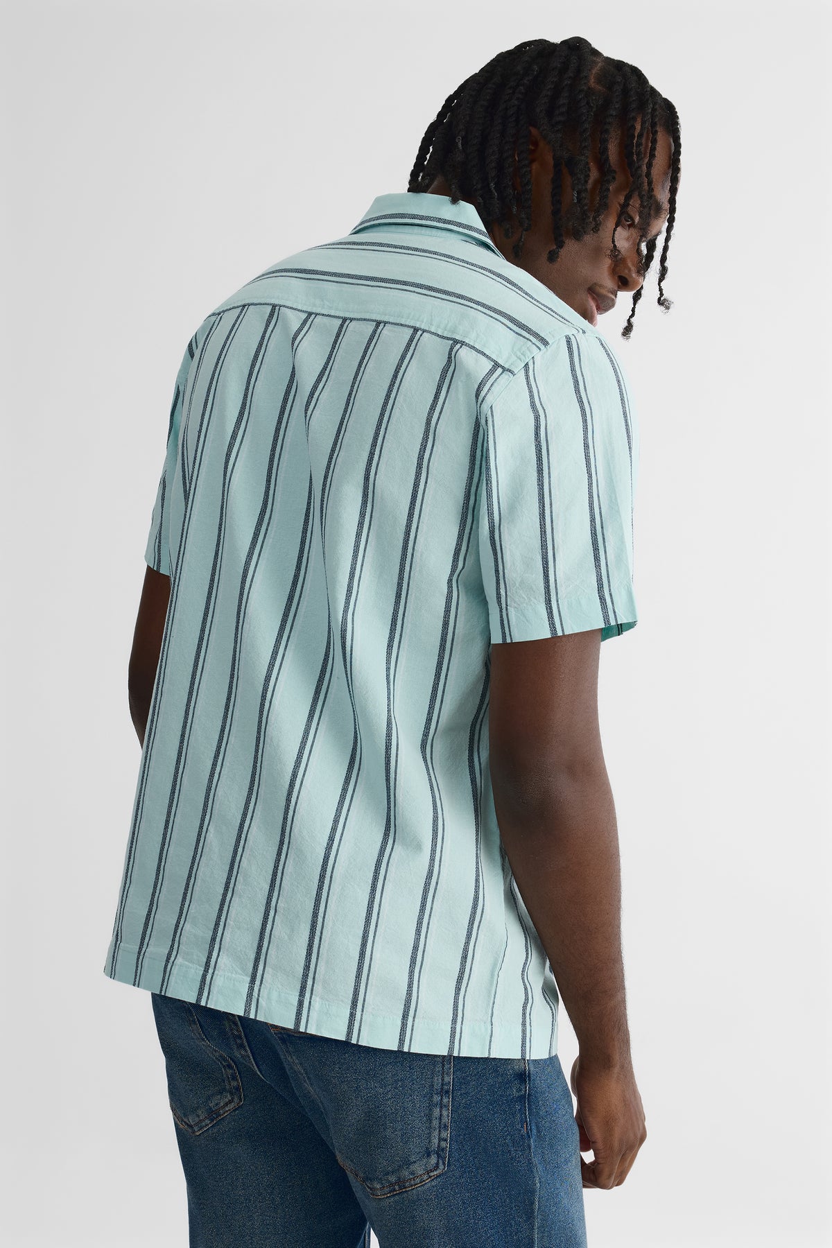 Chemise à manches courtes en jacquard - Homme && AQUA/MULTI