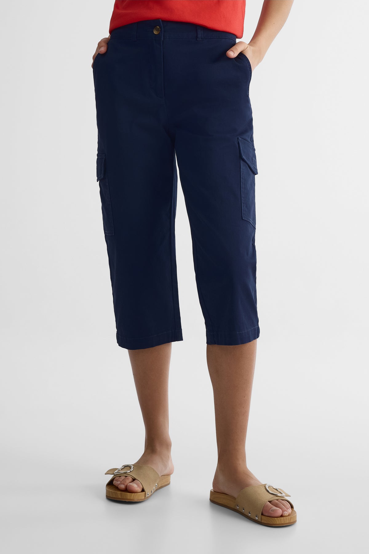 Pantalon capri taille mi-haute - Femme && MARIN