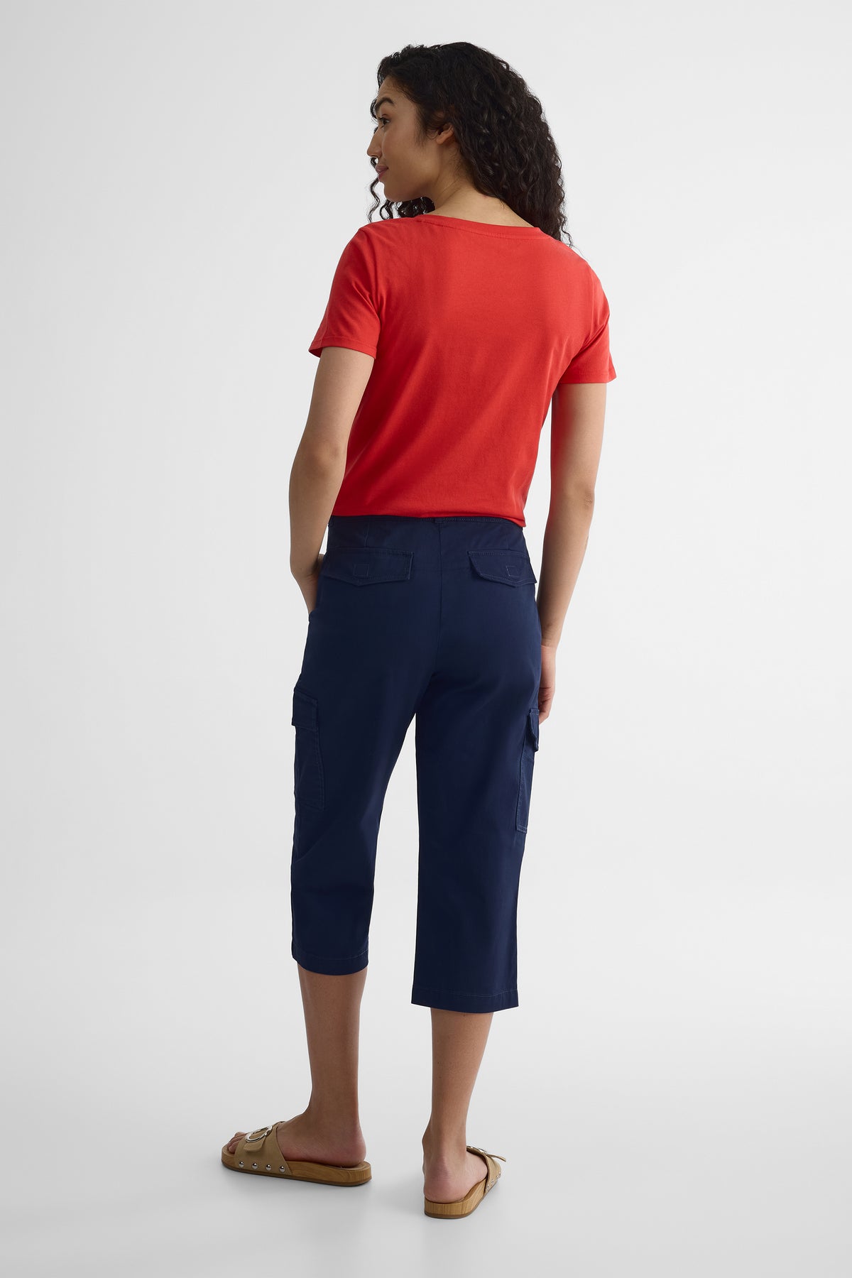 Pantalon capri taille mi-haute - Femme && MARIN