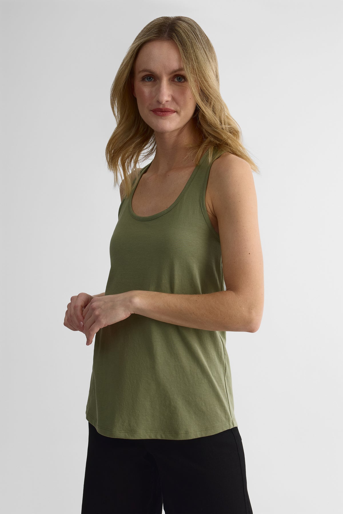 Camisole légère col rond - Femme && VERT