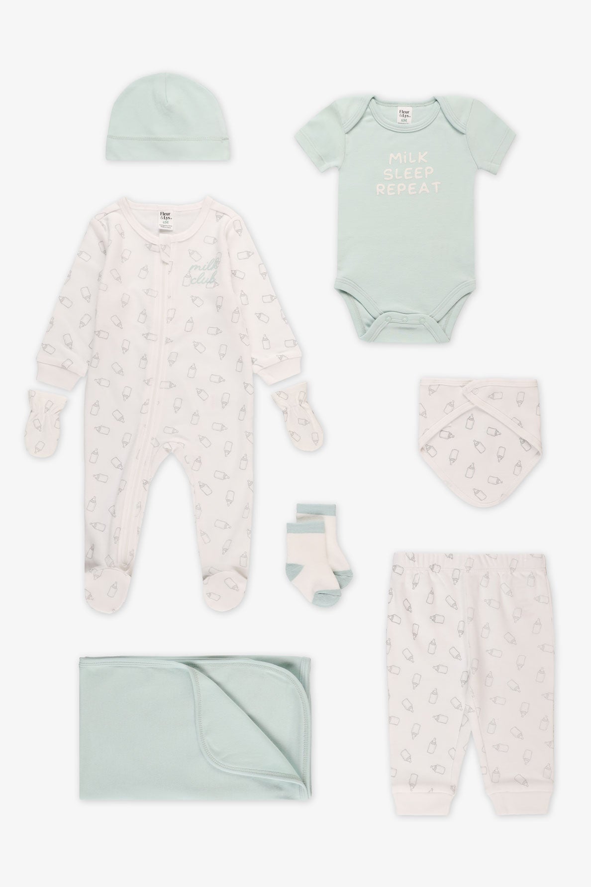 Trousse complète 8 morceaux mitaines et bonnet - Bébé && AQUA