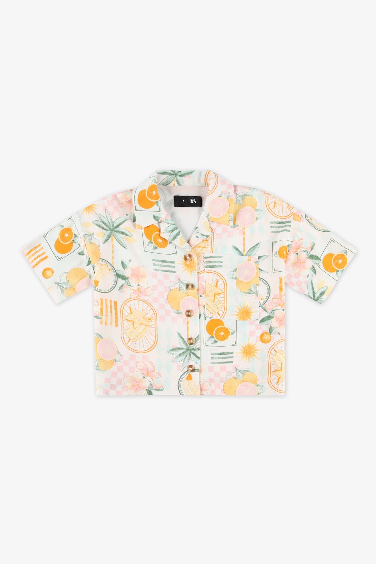 Chemisier style cubain à motifs - Enfant fille && BLANC MULTI