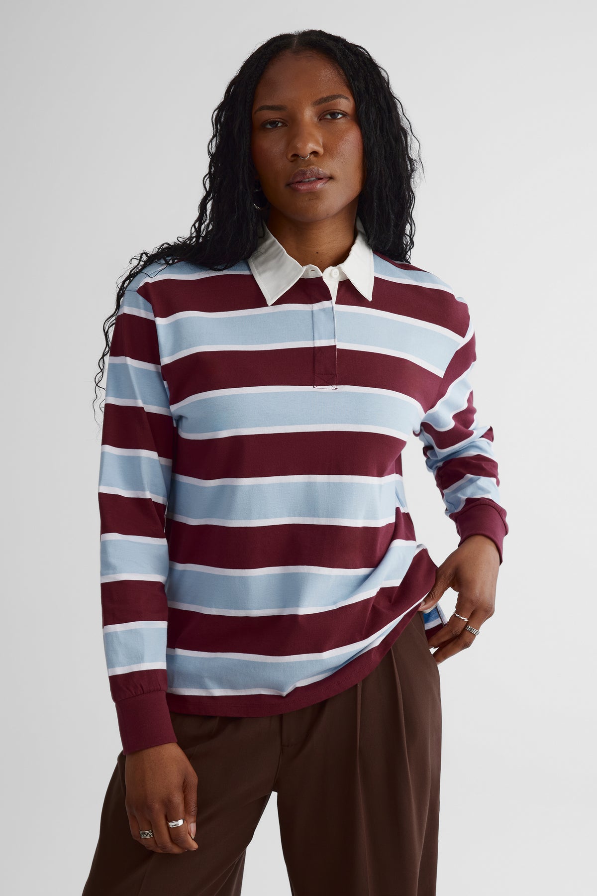 Chandail polo - Ado fille && BOURGOGNE MULTI
