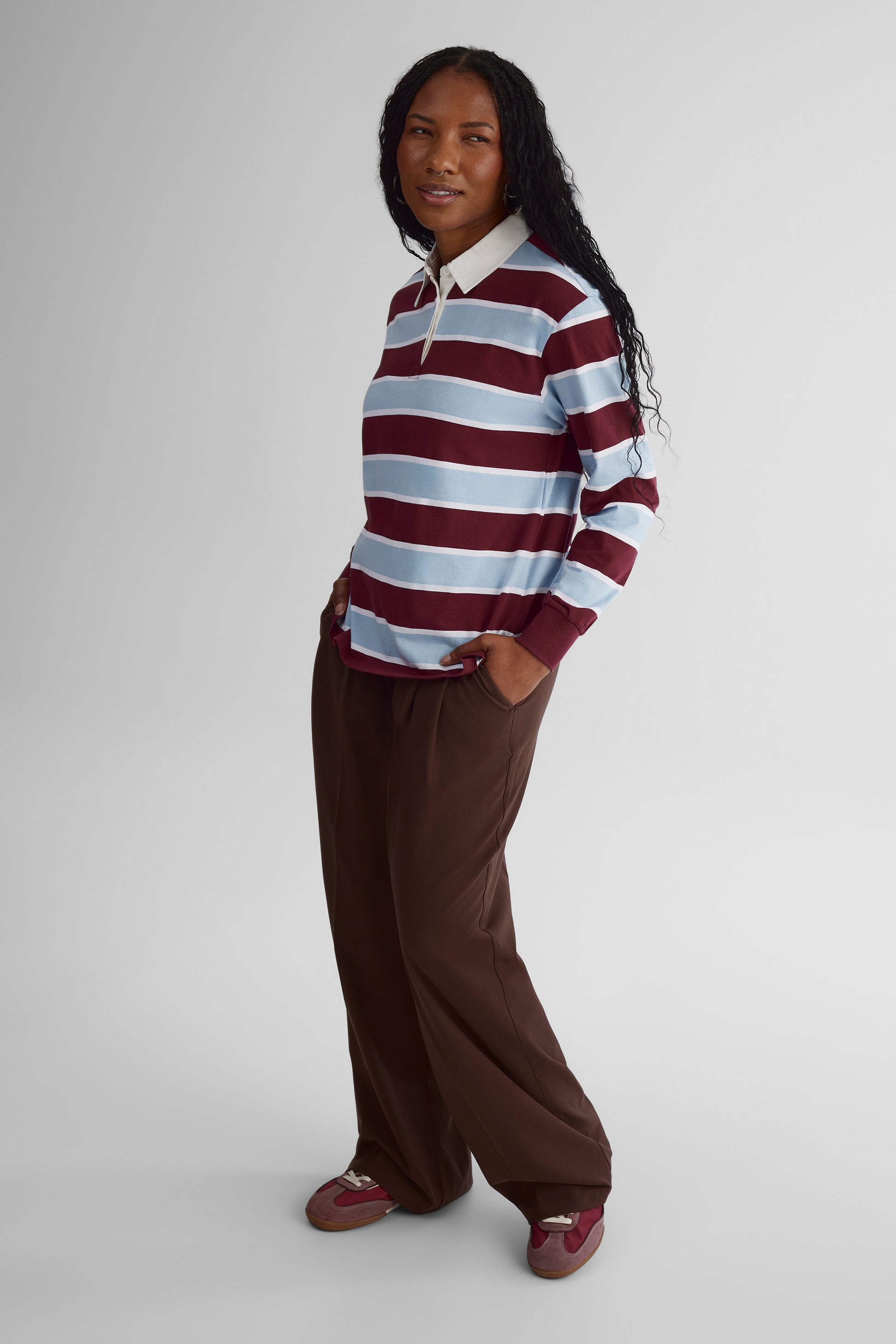 Chandail polo - Ado fille && BOURGOGNE MULTI