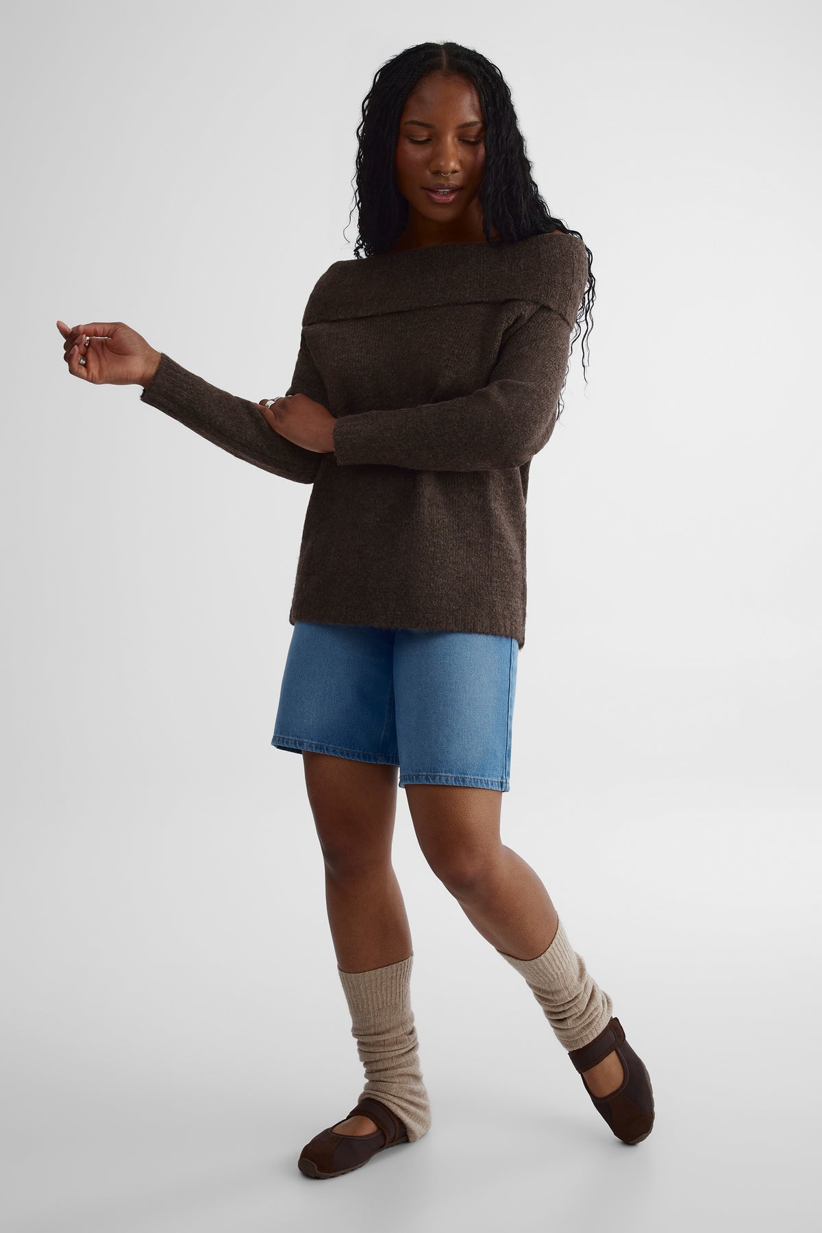 Chandail en tricot - Ado fille && BRUN