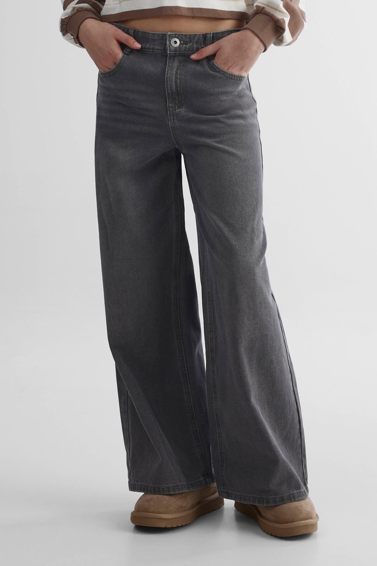 Jeans en denim signature - Ado fille && DENIM GRIS