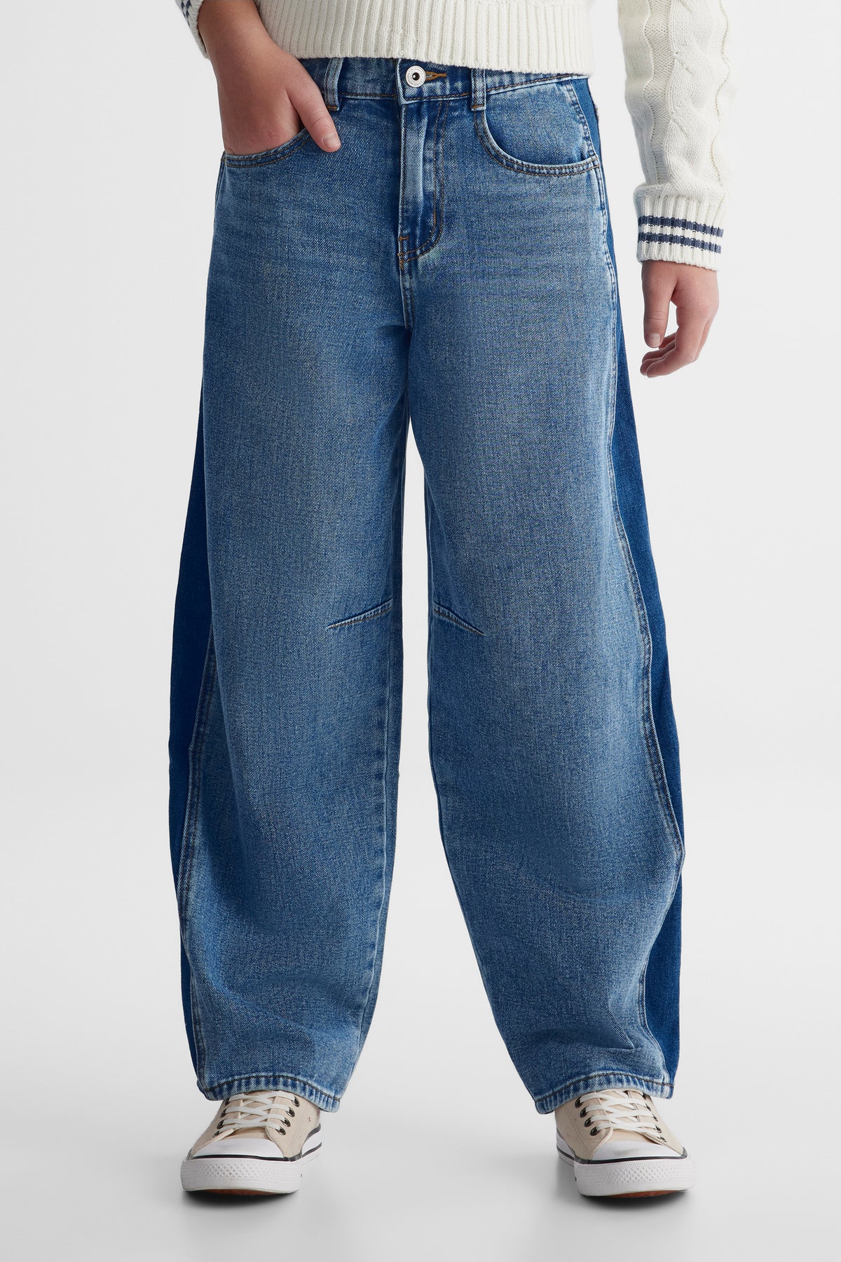 Jeans denim taille haute - Ado fille && DENIM MOYEN