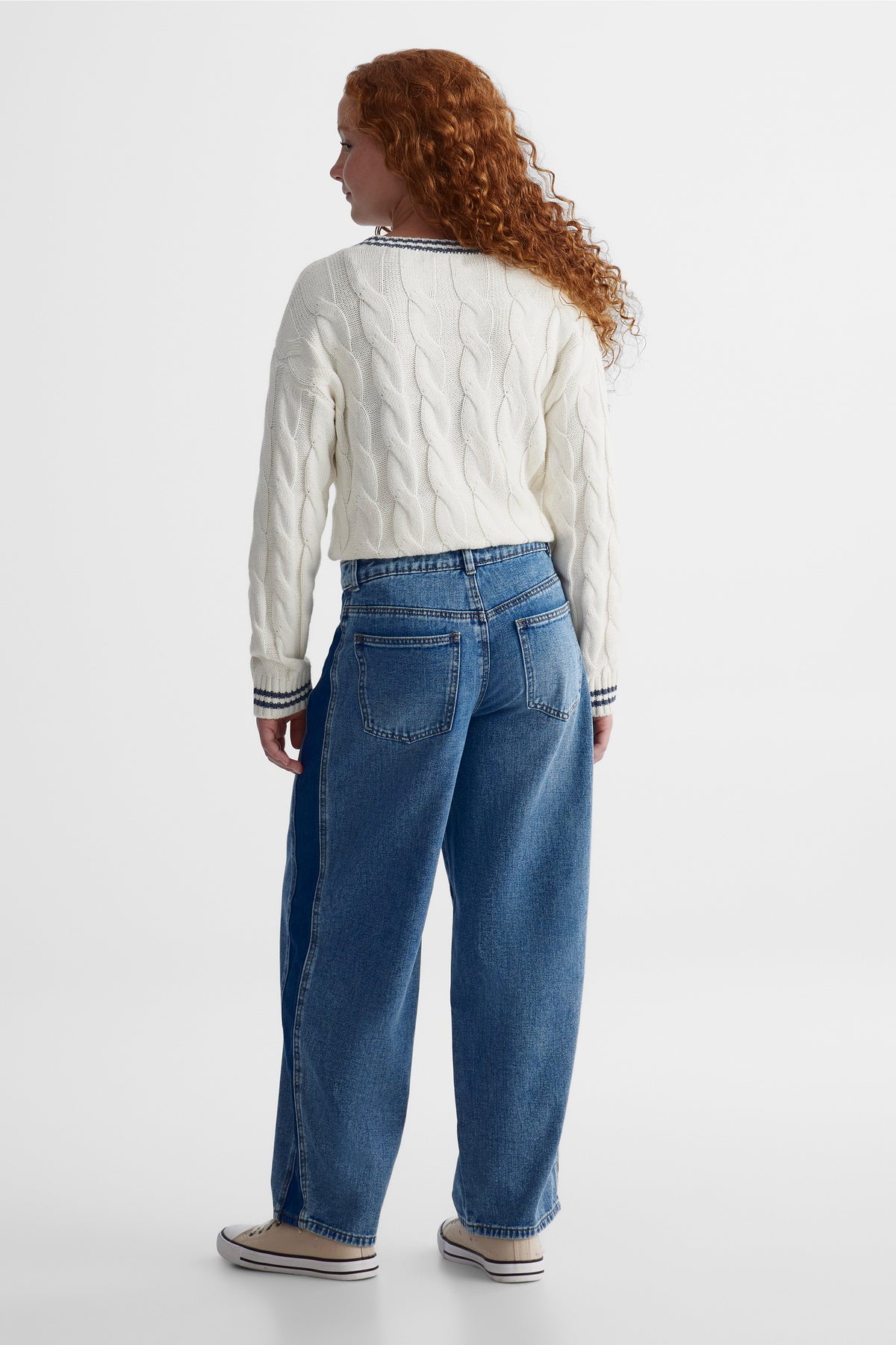 Jeans denim taille haute - Ado fille && DENIM MOYEN