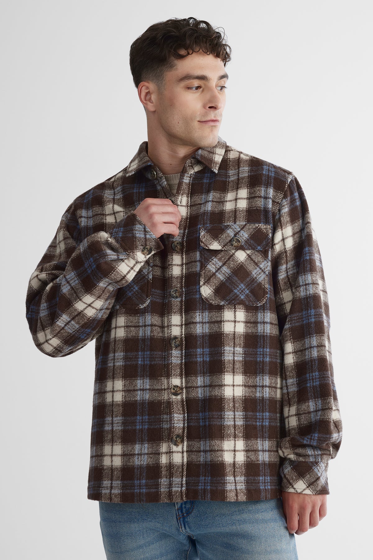 Chemise sergé lourd BLUMIND - Homme && BRUN