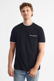 T-shirt en piqué de coton - Homme && NOIR