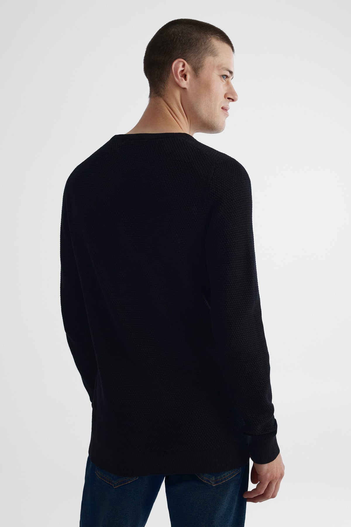 Chandail en tricot fin de coton - Homme && NOIR