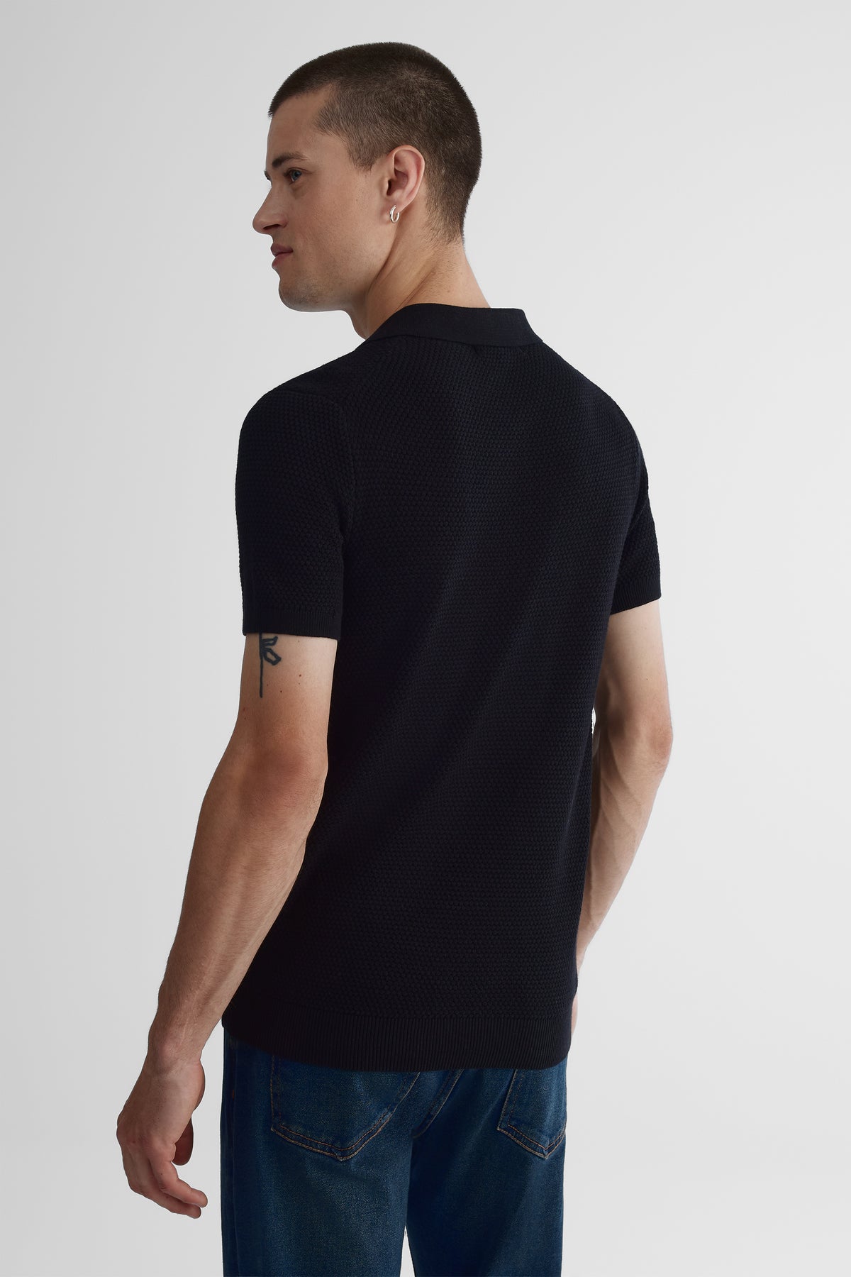 Polo en fin tricot de coton - Homme && NOIR