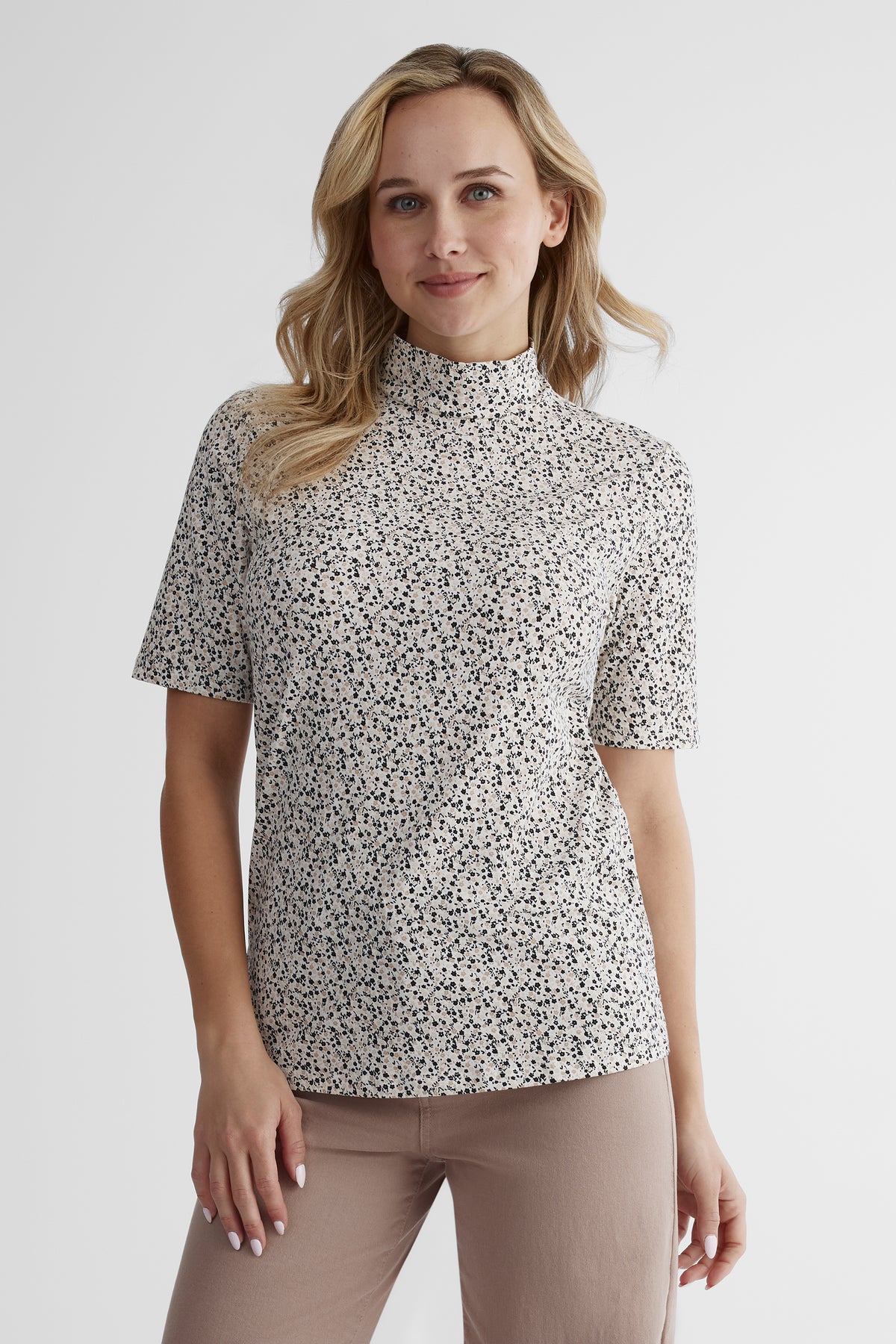 T-shirt doux à manches courtes - Femme && BLANC CASSÉ/MULTI
