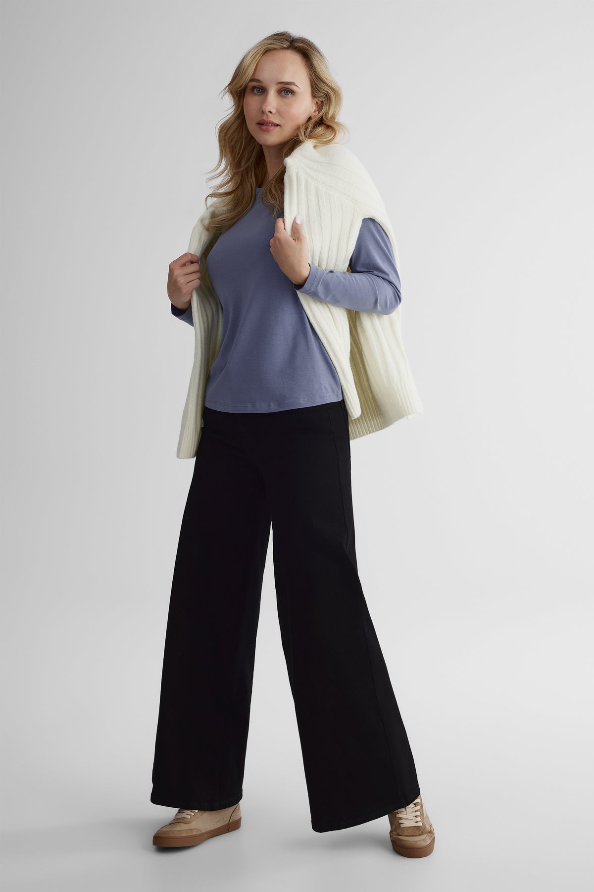 Chandail léger extensible en coton - Femme && BLEU