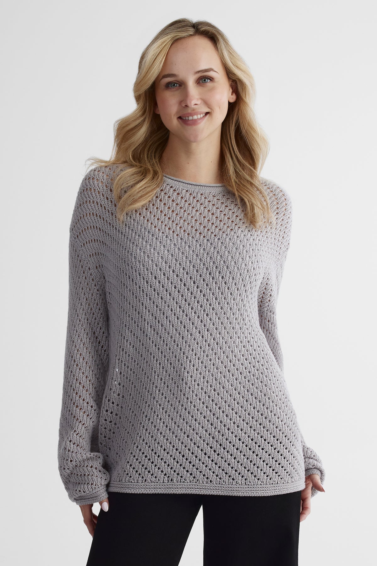 Chandail tricoté effet coton - Femme && GRIS MIXTE