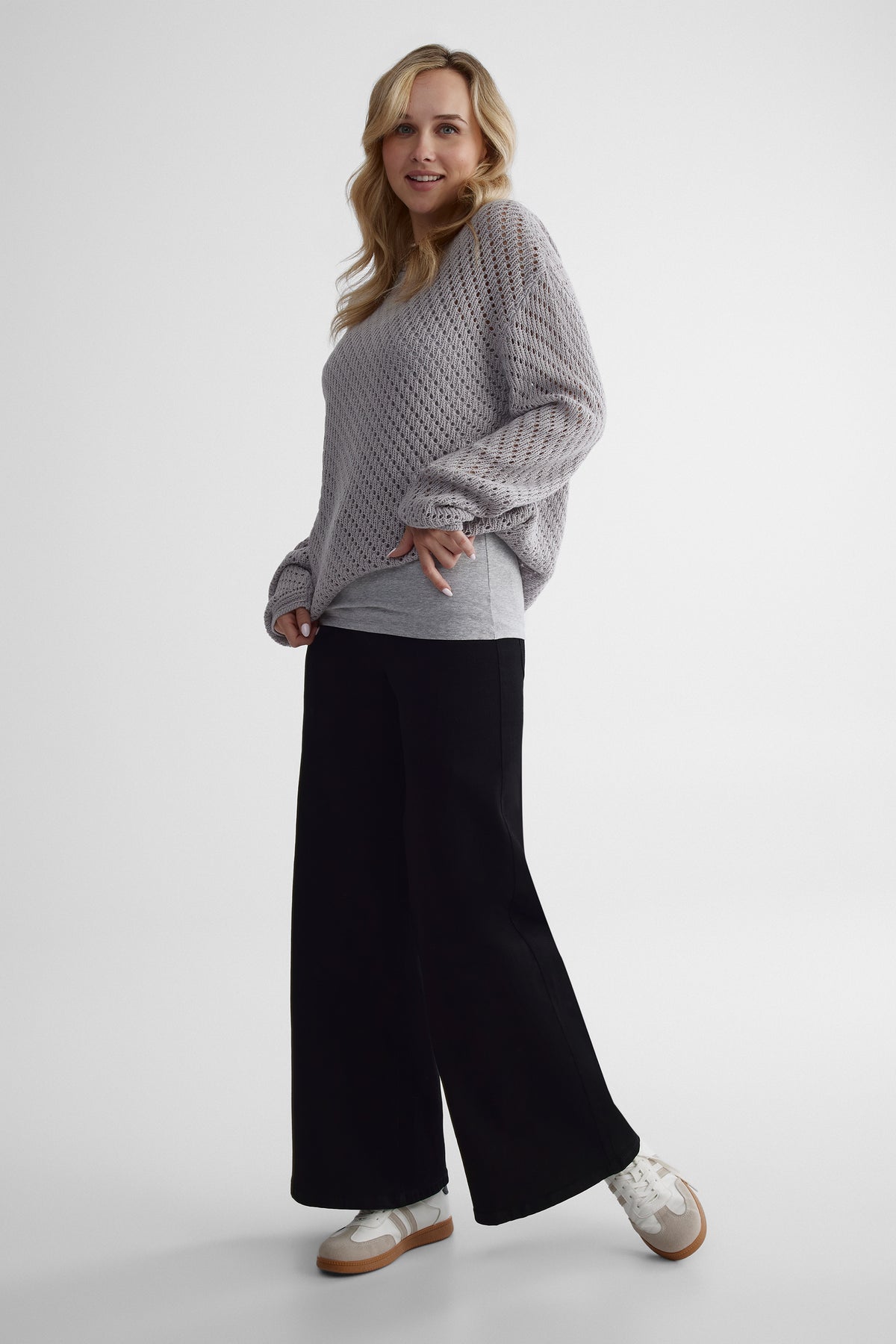 Chandail tricoté effet coton - Femme && GRIS MIXTE