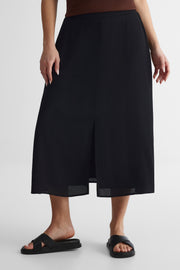 Jupe fluide en georgette - Femme && NOIR
