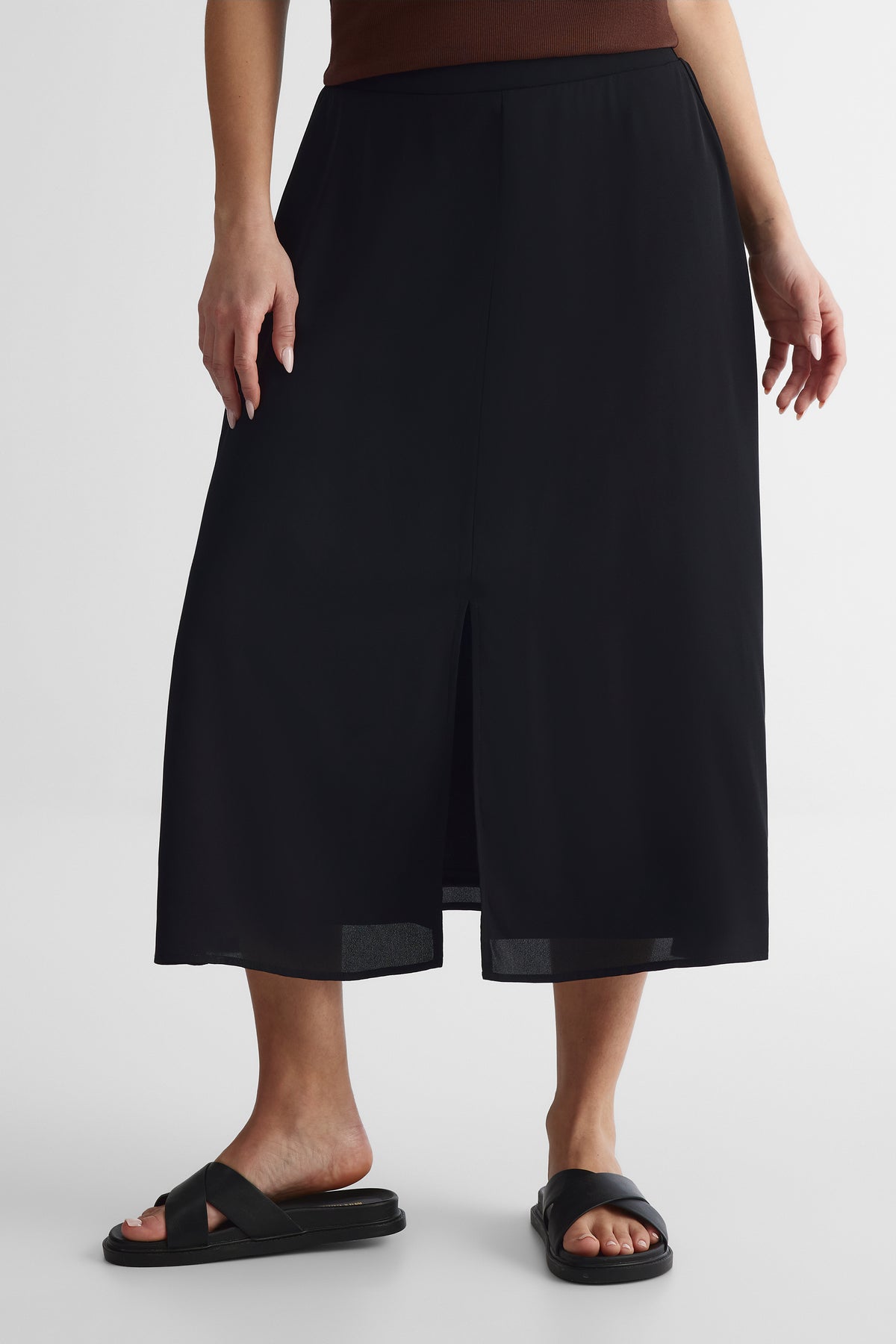 Jupe fluide en georgette - Femme && NOIR