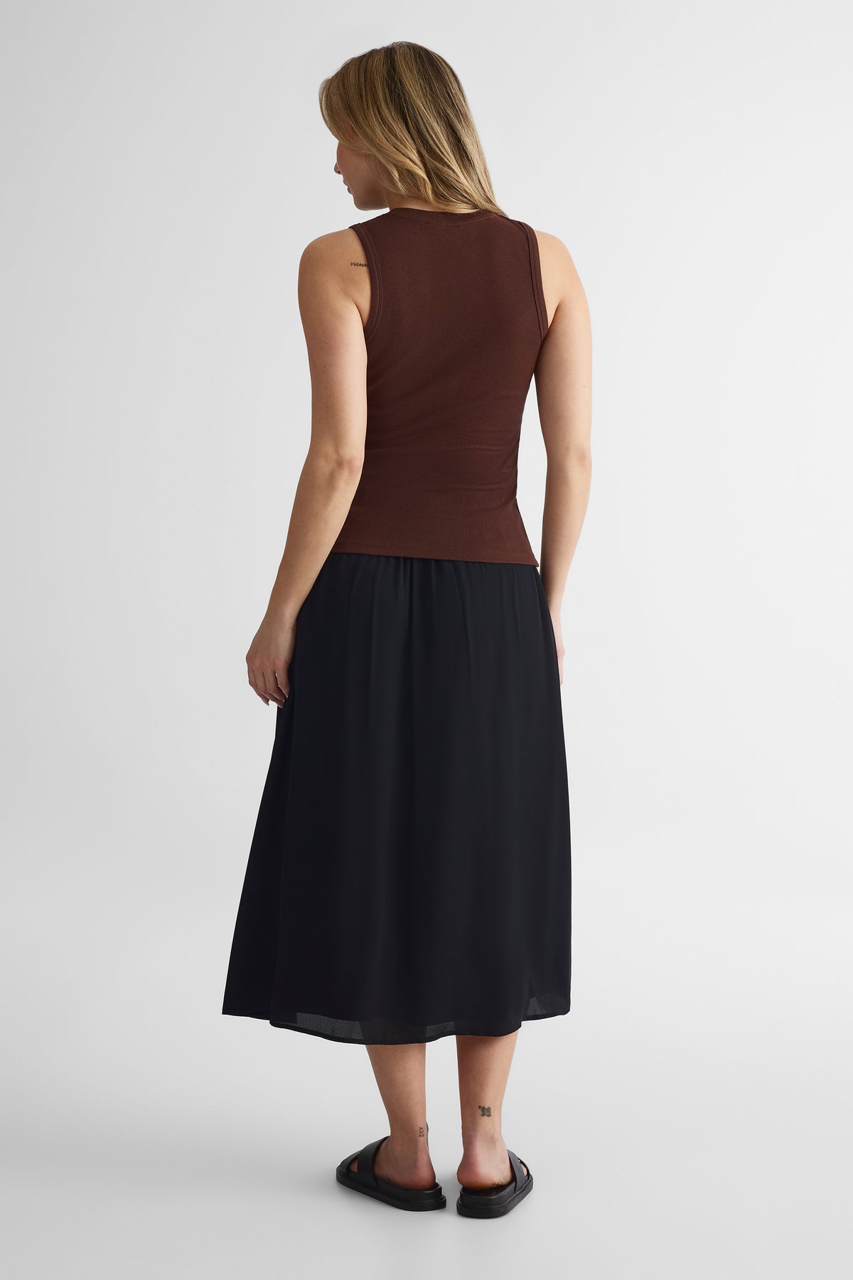 Jupe fluide en georgette - Femme && NOIR