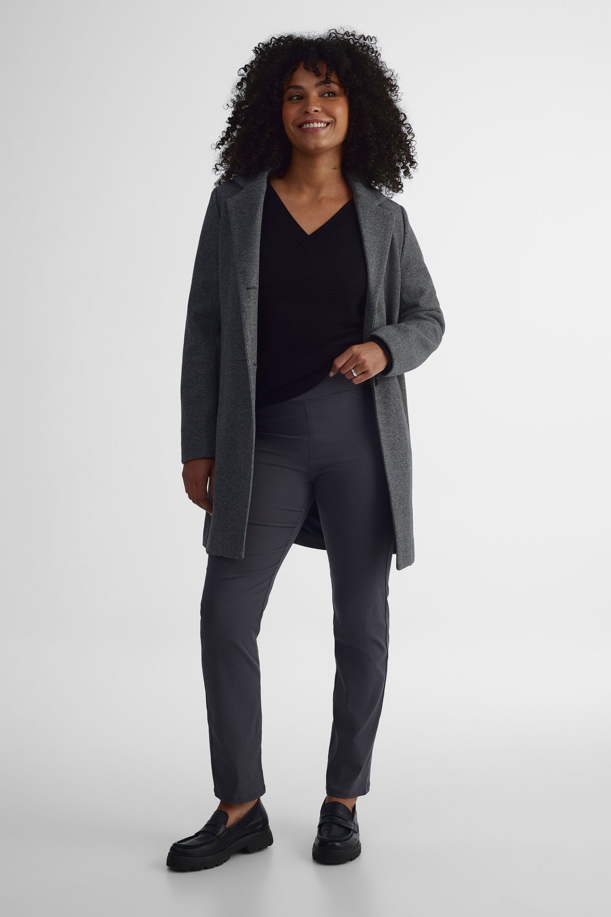 Pantalon fluide en viscose - Femme && CHARBON