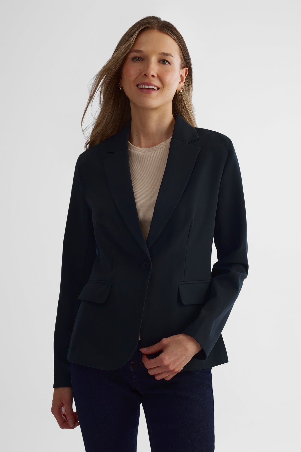 Veston en crêpe extensible - Femme && NOIR