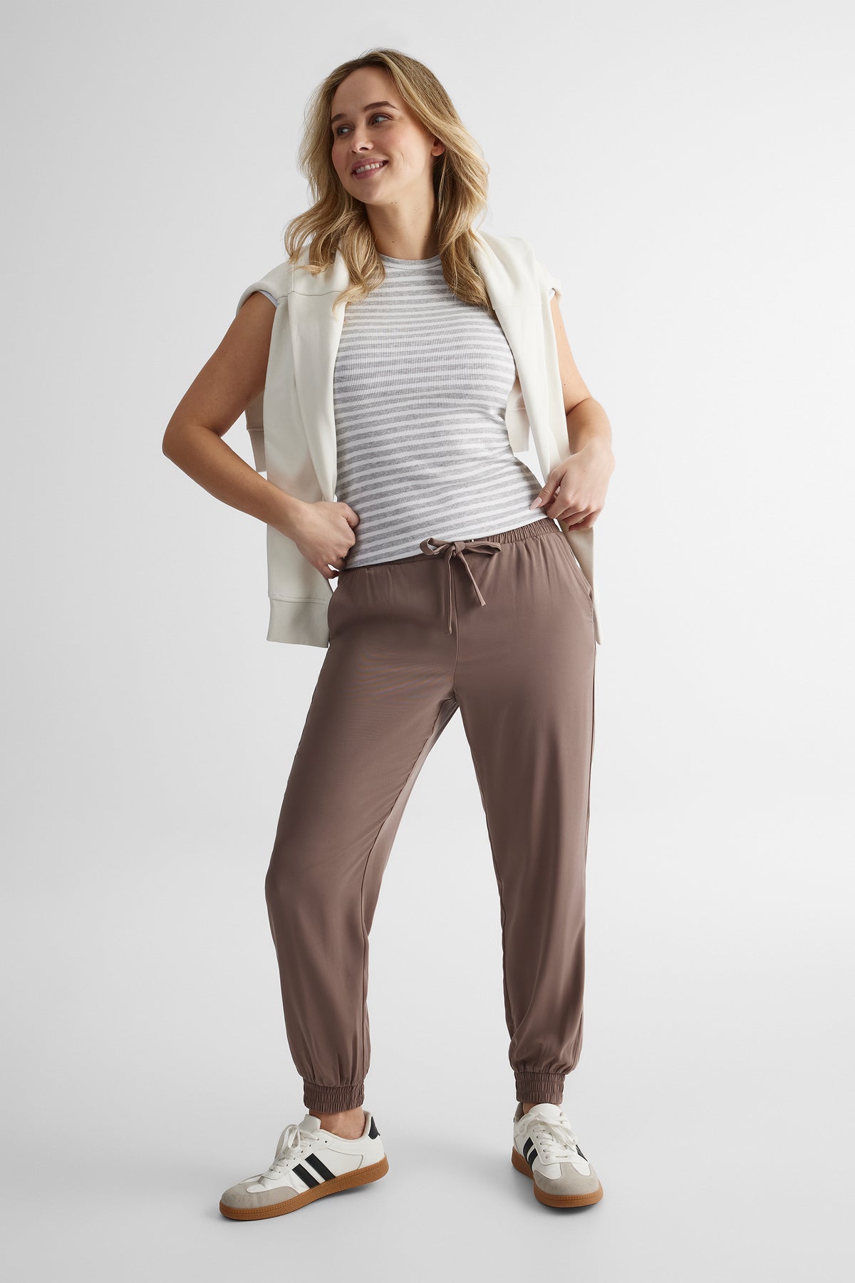 T-shirt côtelé basique - Femme && GRIS MULTI