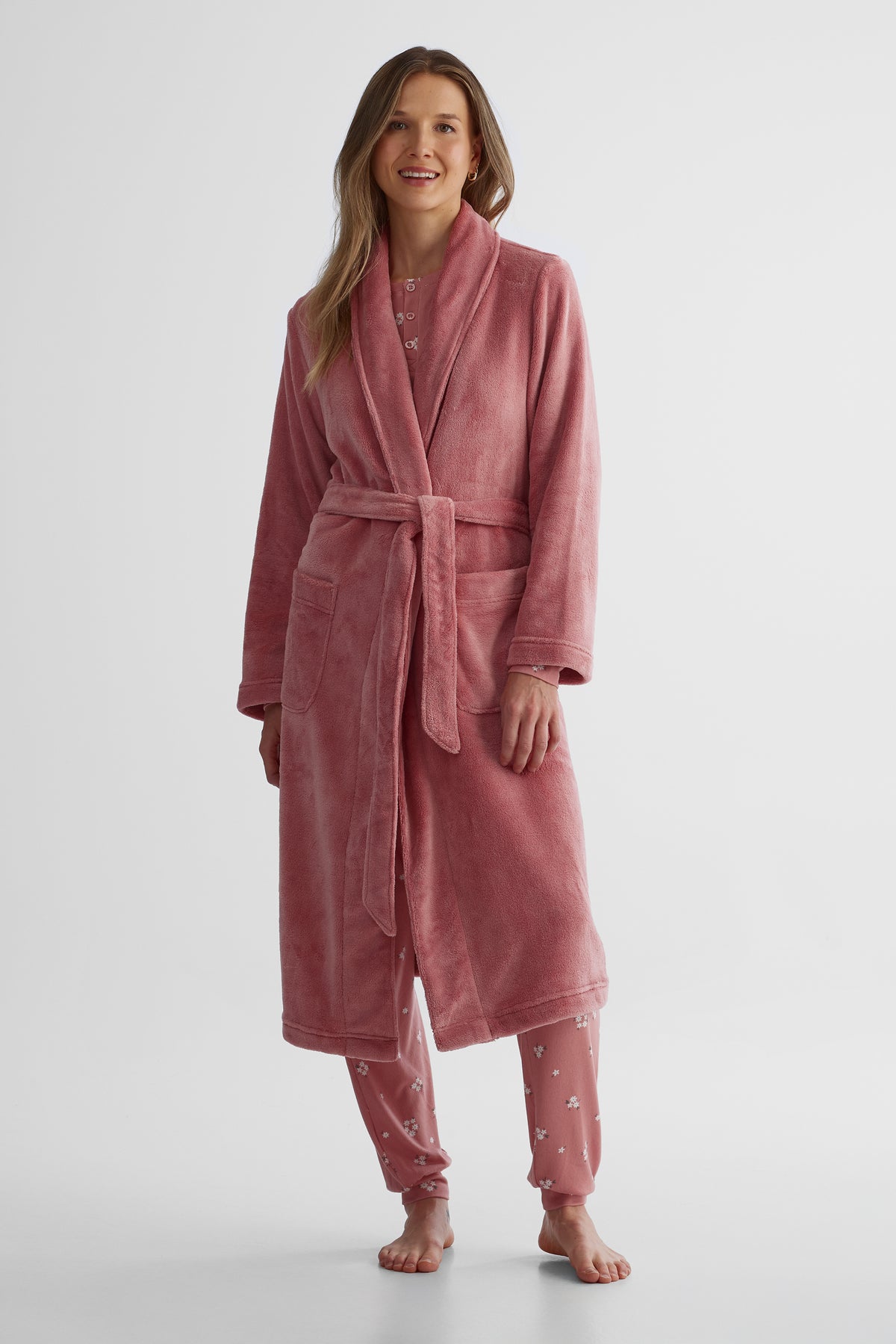 Robe de chambre à manches longues - Femme && ROSE