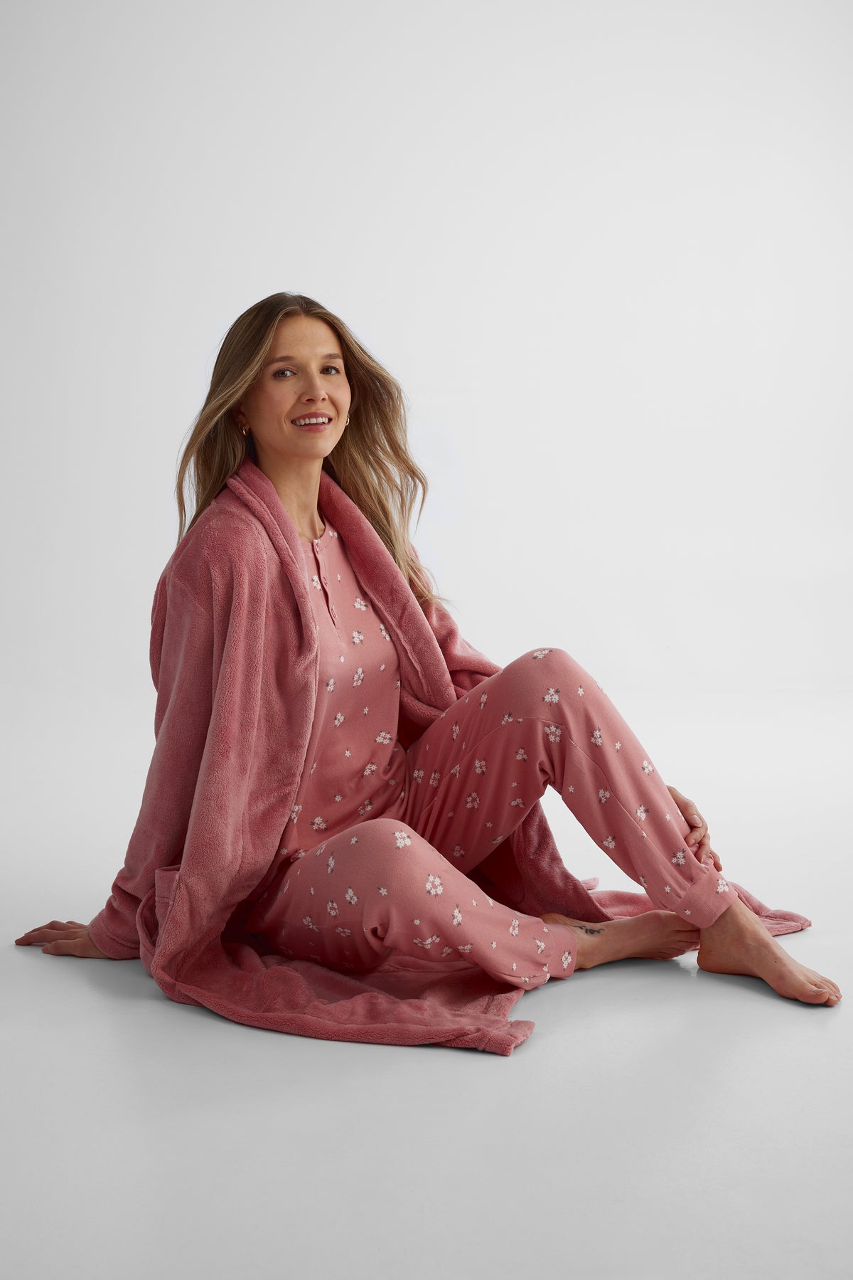 Robe de chambre à manches longues - Femme && ROSE