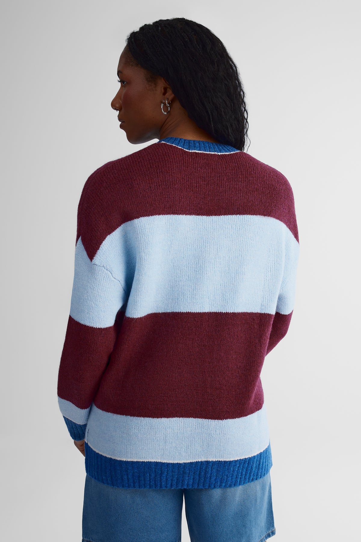 Chandail en tricot extensible - Jeune femme && BOURGOGNE MULTI