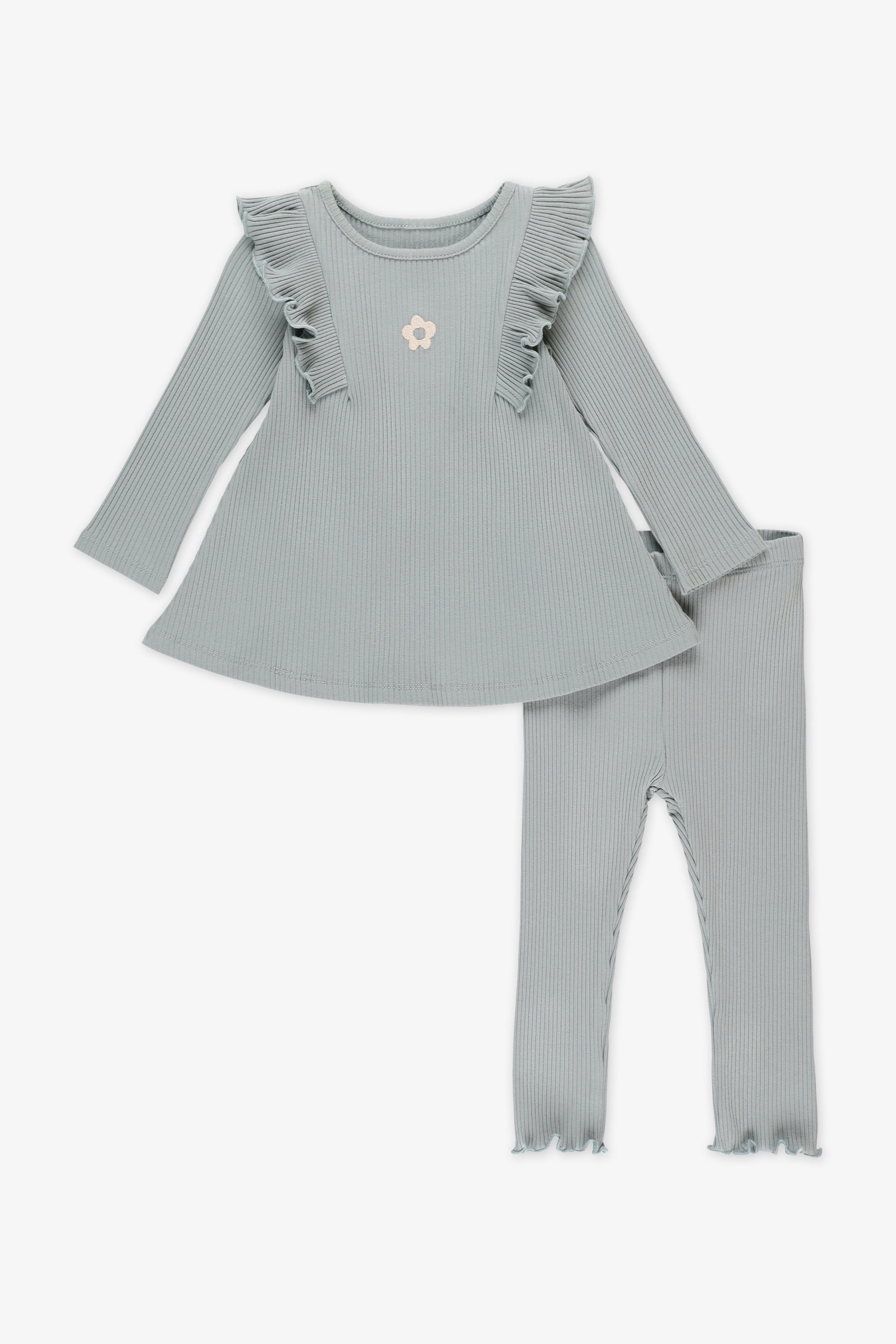 Ensemble 2 pièces extensible - Bébé fille && BLEU ACIER