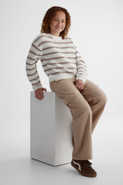 Chandail en tricot confortable - Ado fille && BLANC CASSÉ/MULTI
