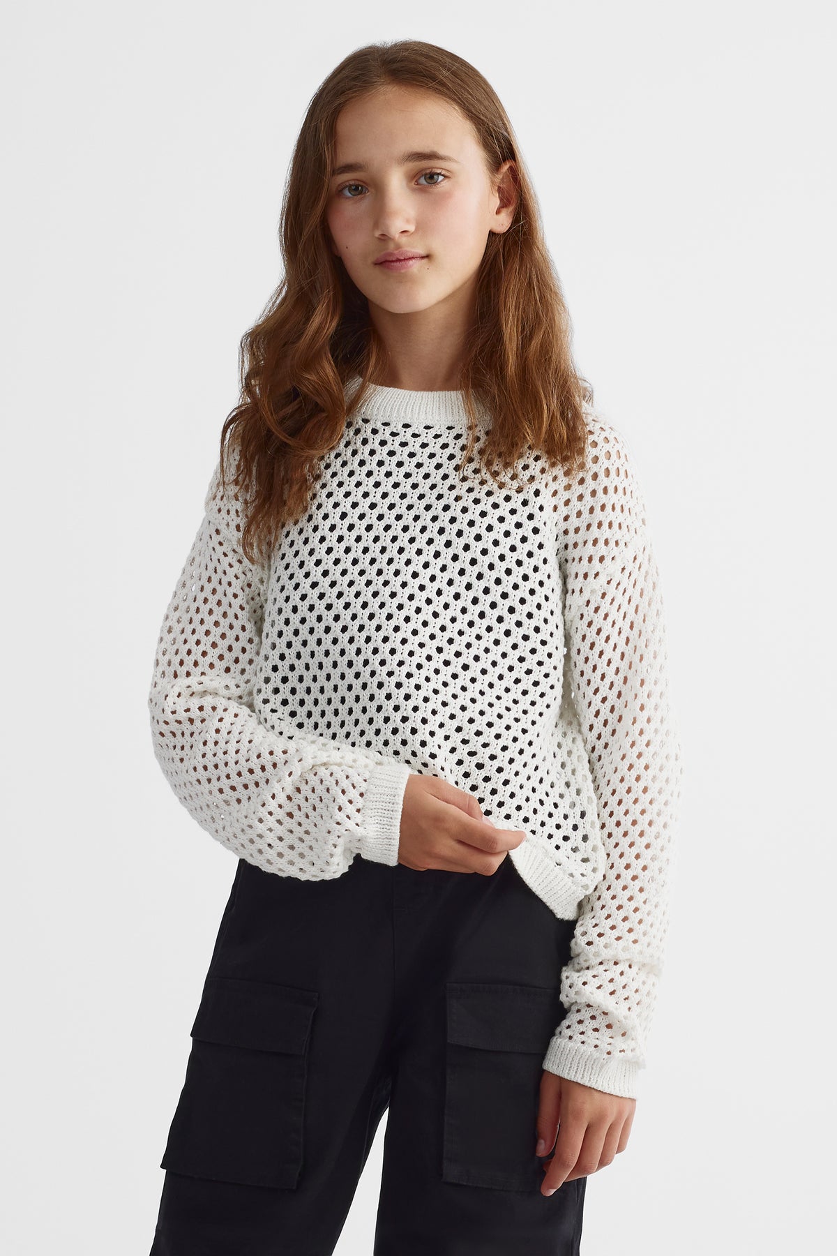 Chandail en tricot confortable - Ado fille && BLANC CASSÉ