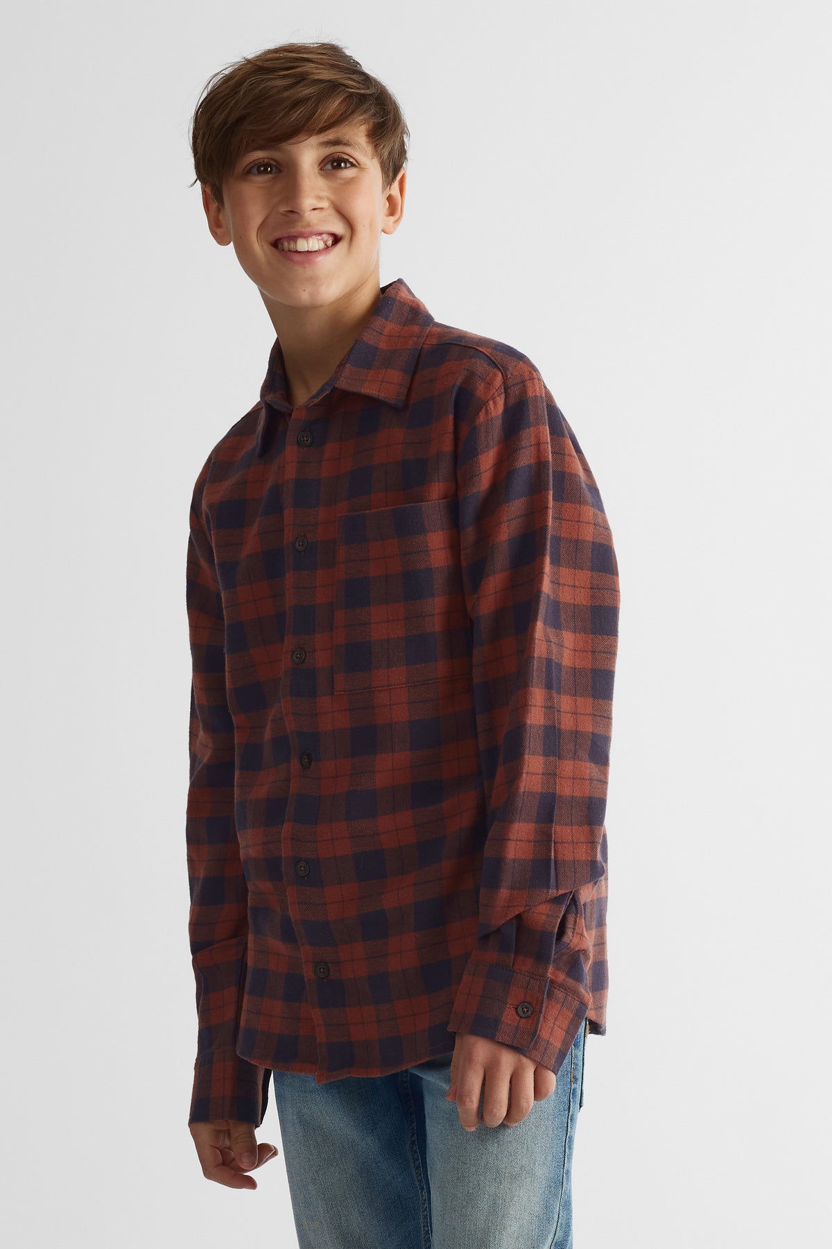 Chemise à manches longues - Ado garçon && BRUN/MULTI