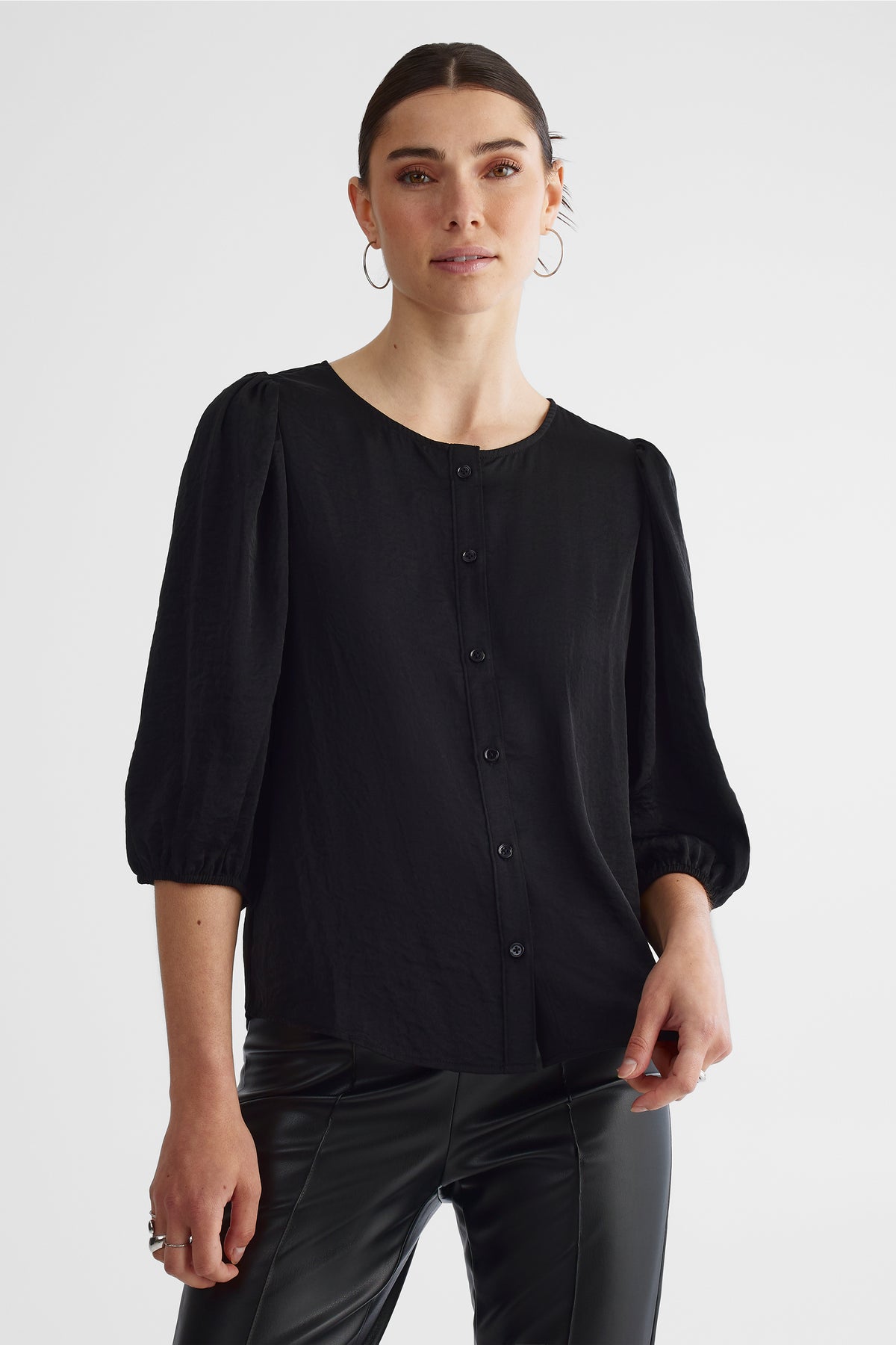 Chemisier à manches longues - Femme && NOIR