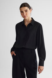 Chemisier à manches longues - Femme && NOIR