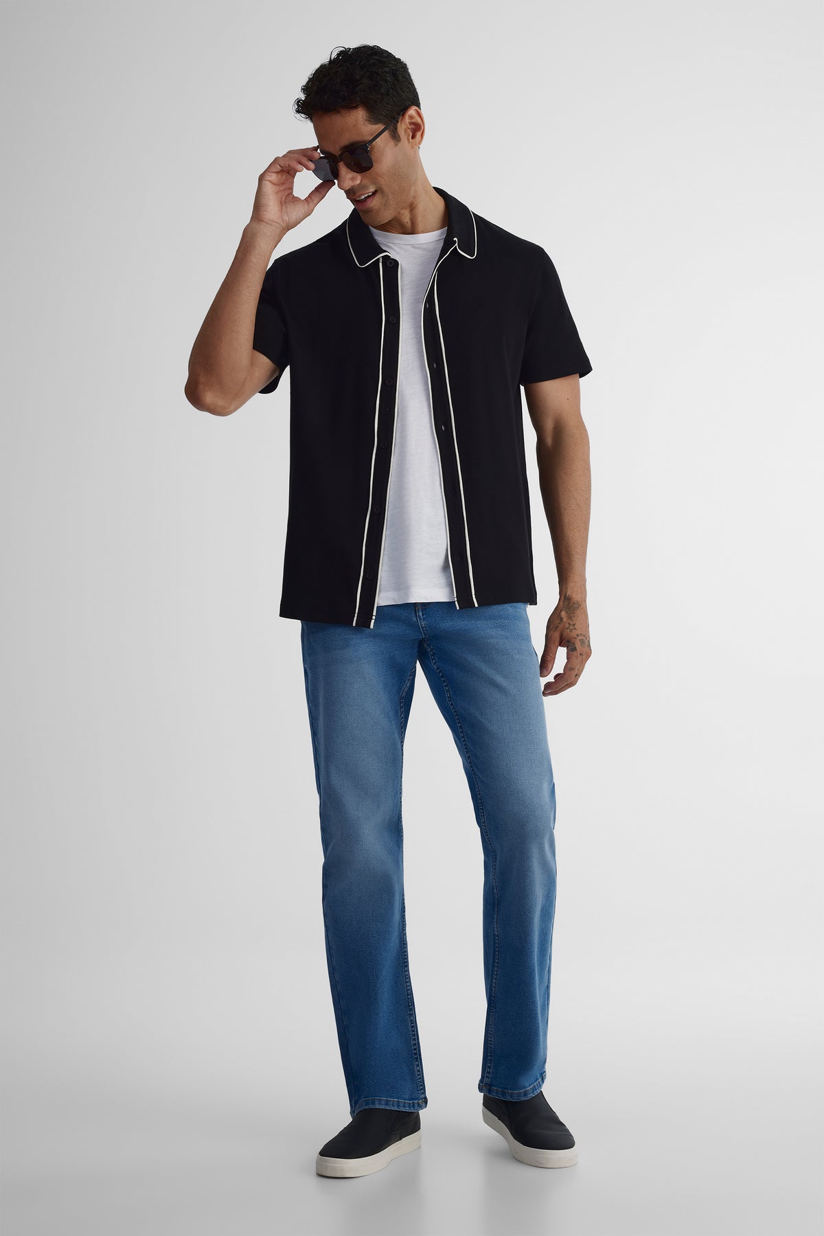 Chemise à manches courtes - Homme && NOIR