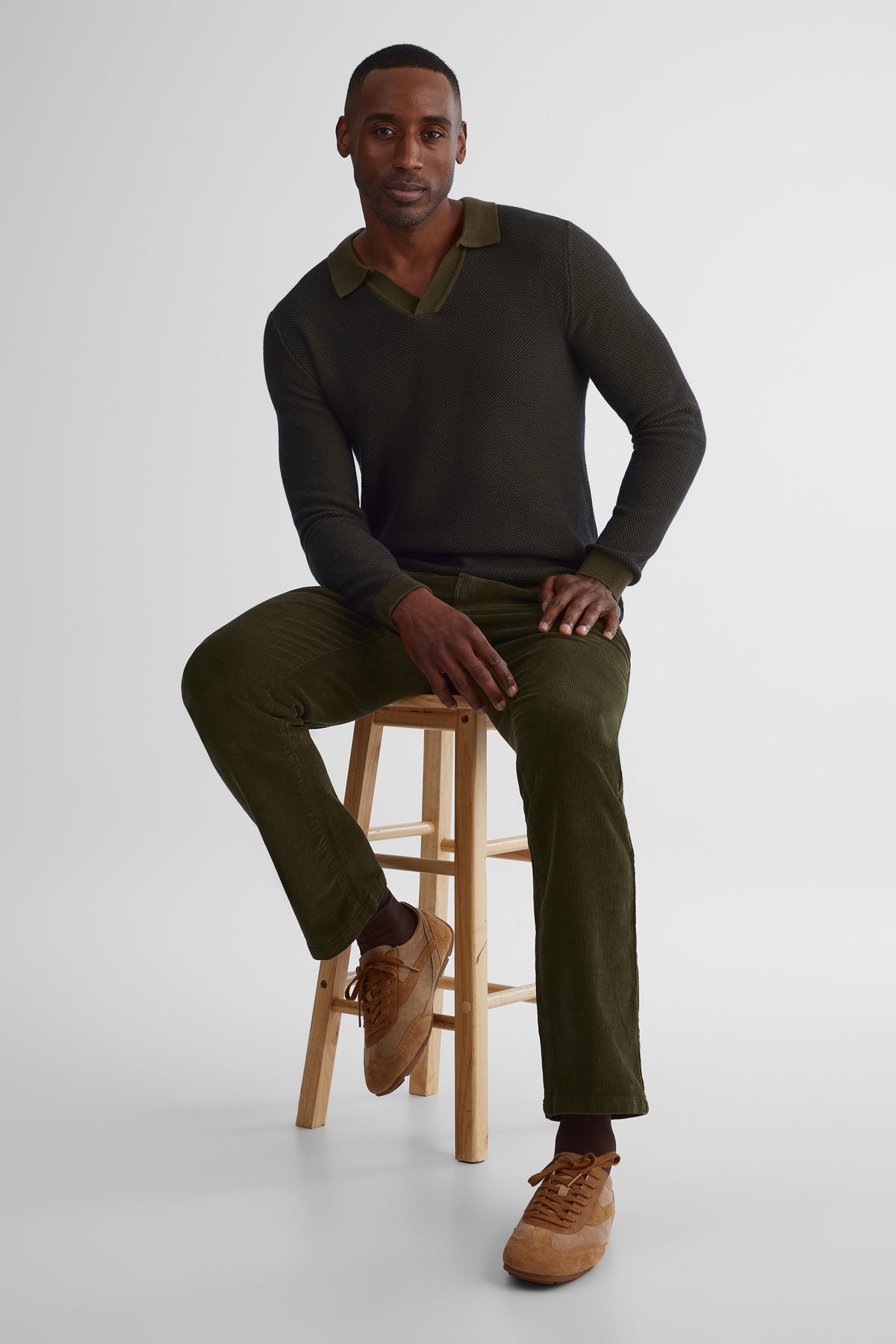Chandail en tricot confortable - Homme && VERT