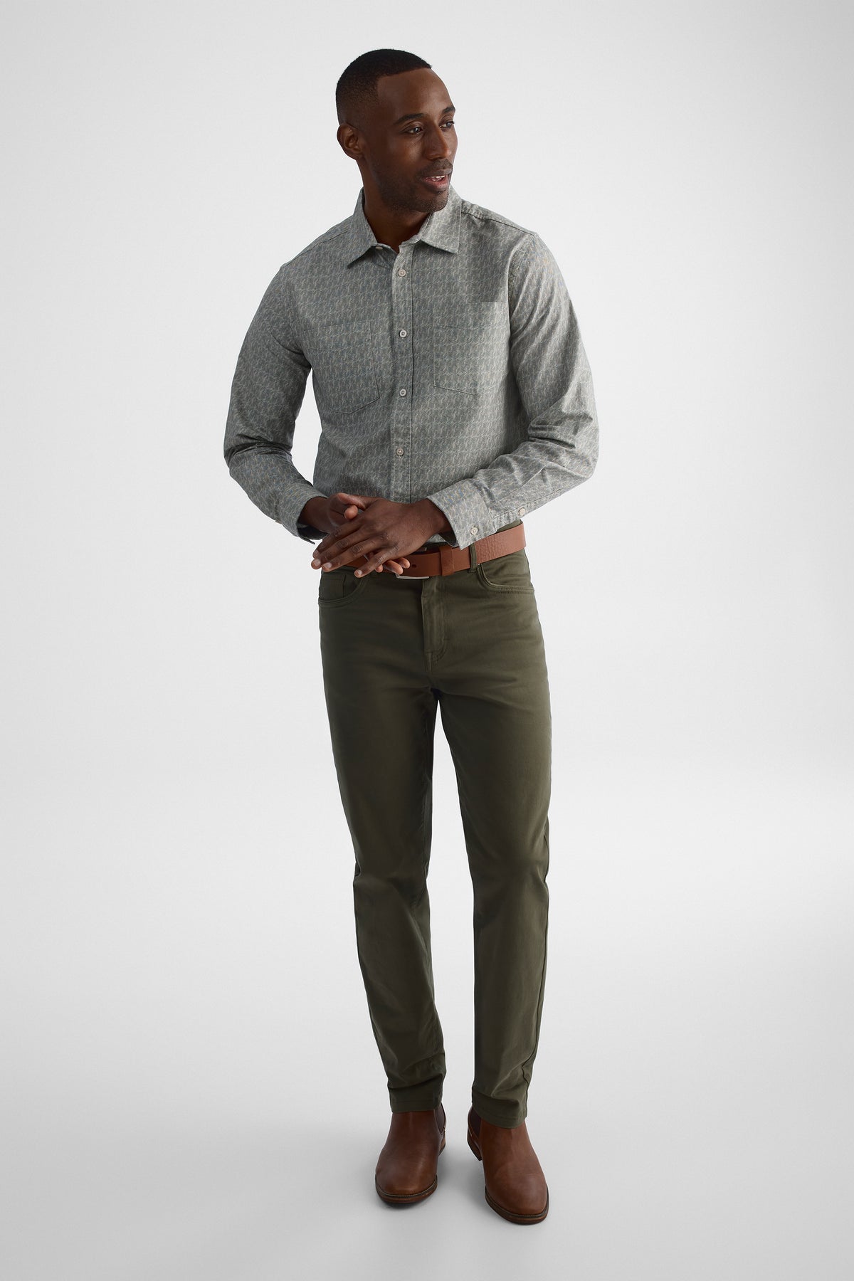 Chemise à manches longues - Homme && BEIGE/MULTI