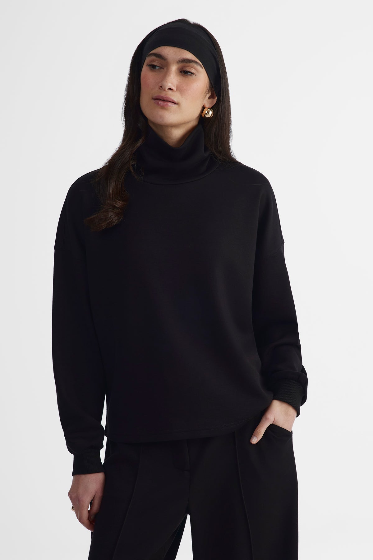 Chandail léger extensible - Femme && NOIR