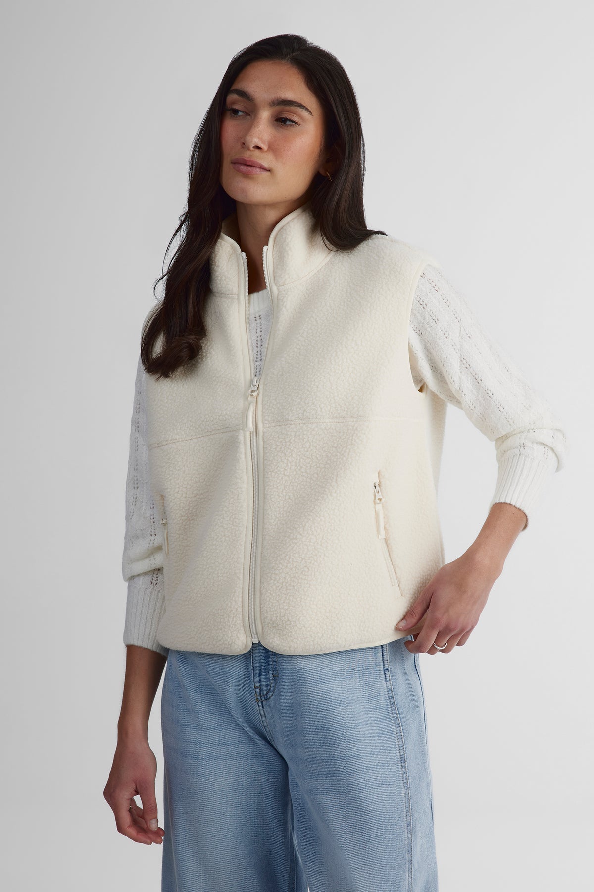 Veste sans manches sans manches - Femme && CREME