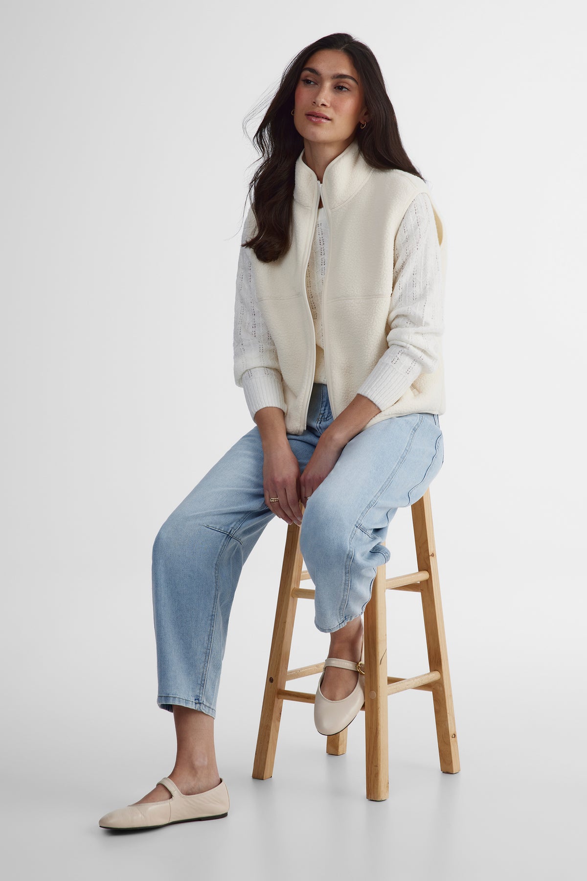 Veste sans manches sans manches - Femme && CREME
