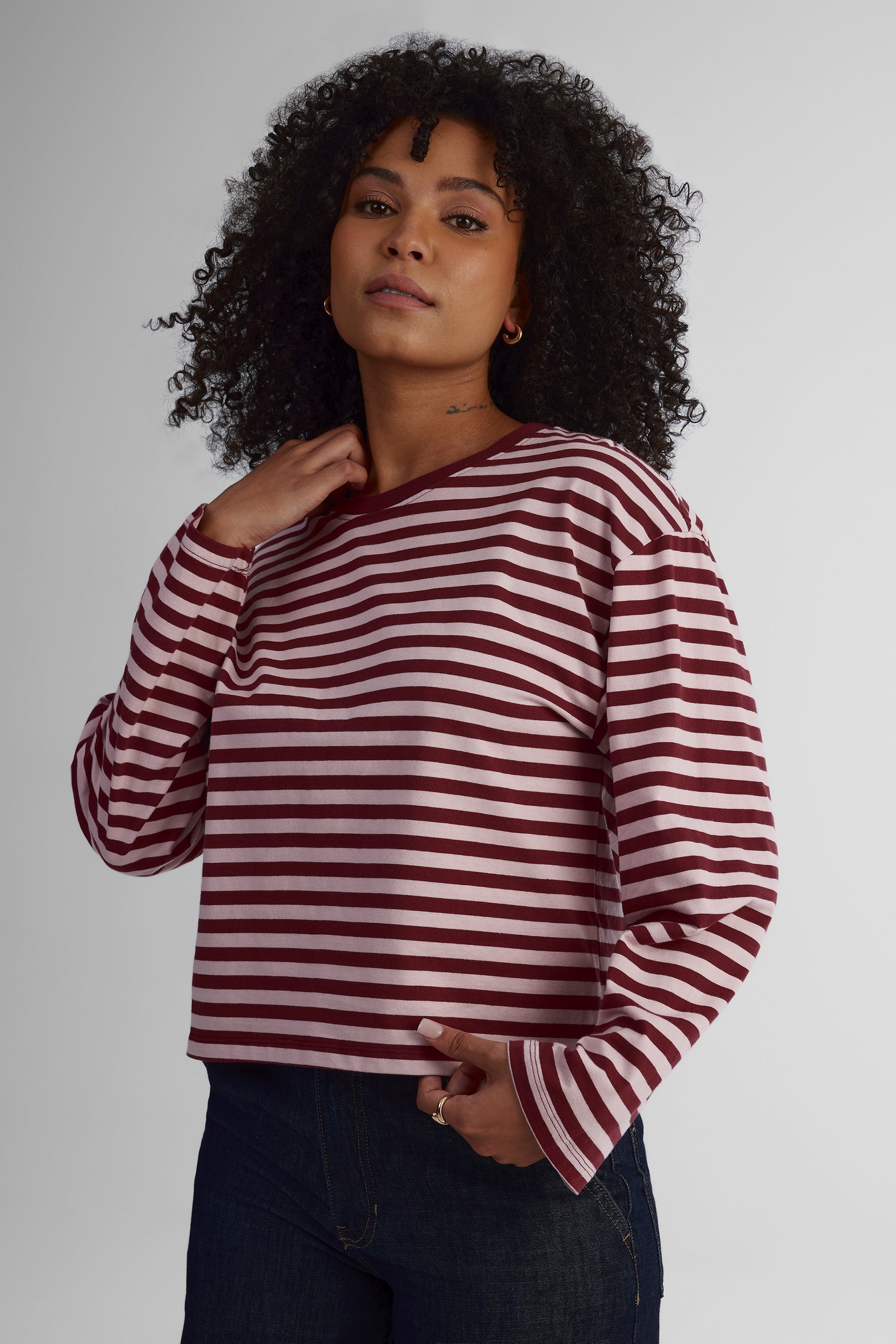 Chandail à manches longues - Femme && BOURGOGNE MULTI