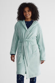 Robe de chambre à capuchon - Femme && VERT