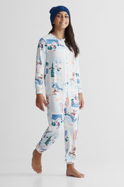 Pyjama une-pièce extensible - Ado fille && BLANC CASSÉ/MULTI