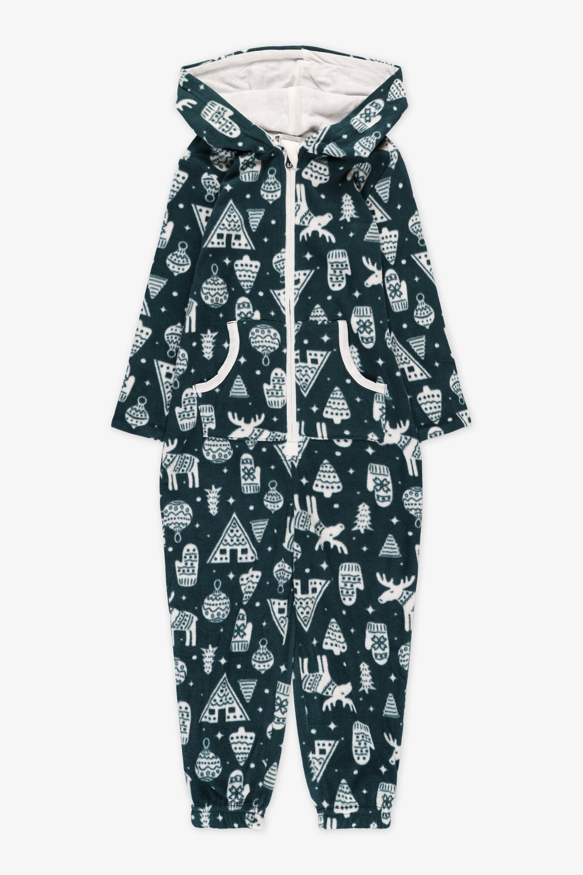 Pyjama une-pièce à capuchon - Enfant garçon && VERT/MULTI
