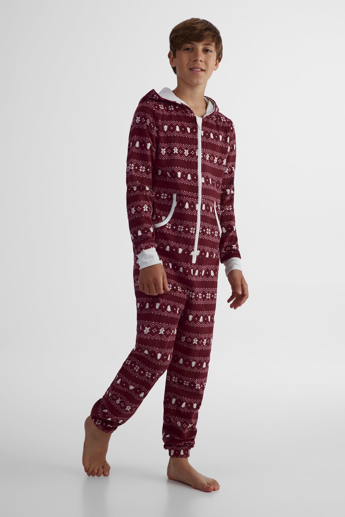 Pyjama une-pièce à capuchon - Ado garçon && BOURGOGNE