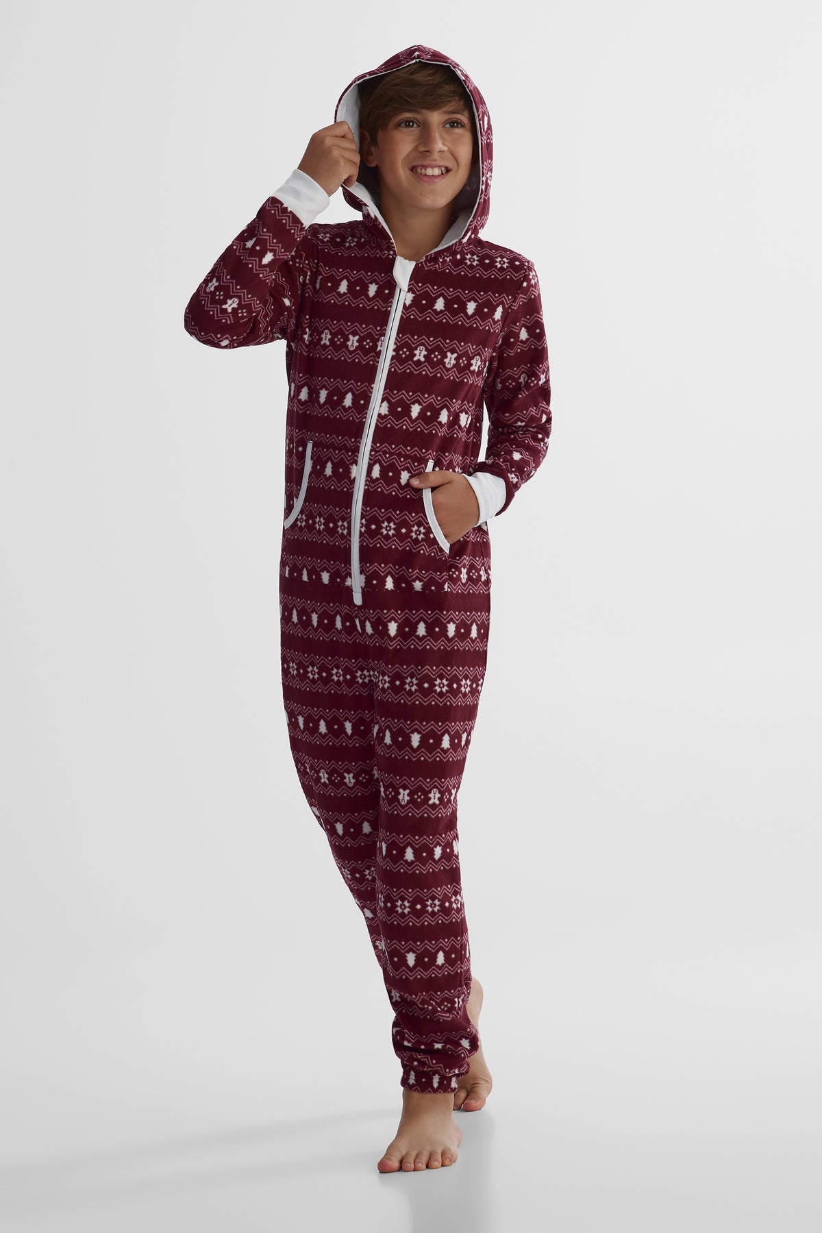 Pyjama une-pièce à capuchon - Ado garçon && BOURGOGNE
