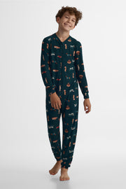 Pyjama une-pièce imprimé - Ado garçon && VERT/MULTI