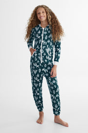 Pyjama une-pièce à capuchon - Ado fille && VERT/MULTI