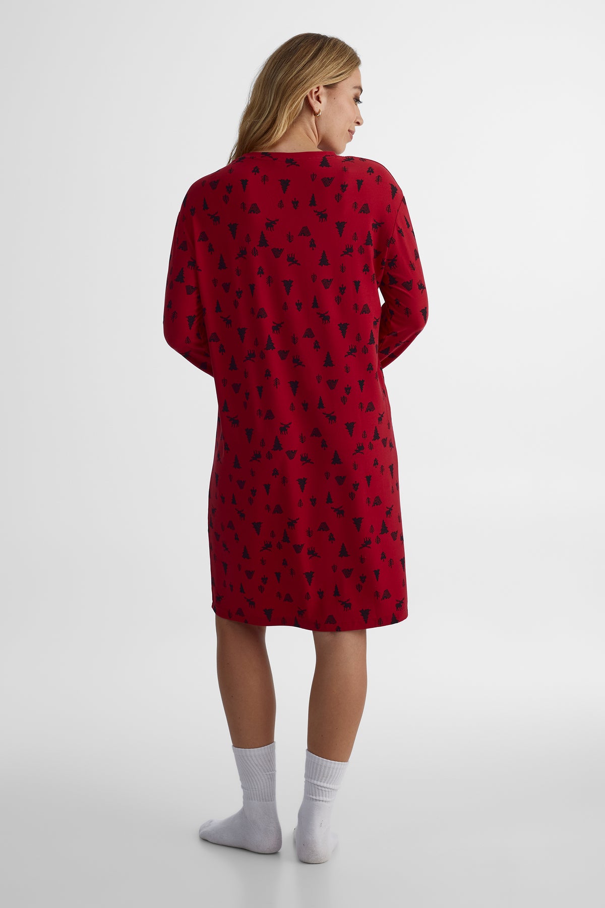 Chemise de nuit imprimée - Femme && ROUGE/MULTI